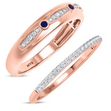 Photo of Ixora 1/4 Carat T.W. Sapphire and Diamond Matching Wedding Band Set 14K Rose Gold [WB1000R]