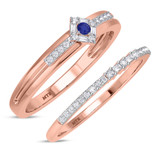 Photo of Lita 1/3 Carat T.W. Sapphire and Diamond Matching Wedding Band Set 10K Rose Gold [WB1003R]