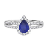 Photo of Lita 1 1/10 CT. T.W. Sapphire and diamond Engagement Ring 14K White Gold [BT1003WE-C000]