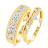 Photo of Amira 3/8 ct tw. Black Diamond (Treated) Wedding Band Set 10K Yellow Gold [WB211Y]