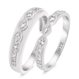 Photo of Khadija 1/2 ct tw. Diamond Wedding Band Set 14K White Solid Gold [WB213W]