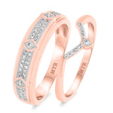 Photo of Rehana 1/4 ct tw. Black Diamond (Treated) Wedding Band Set 10K Rose Gold [WB214R]