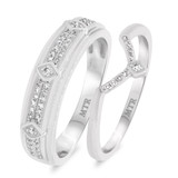 Photo of Rehana 1/4 ct tw. Black Diamond (Treated) Wedding Band Set 14K White Gold [WB214W]