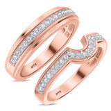 Photo of Salima 1/2 ct tw. Diamond Wedding Band Set 14K Rose Solid Gold [WB215R]