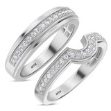 Photo of Salima 1/2 ct tw. Diamond Wedding Band Set 14K White Solid Gold [WB215W]