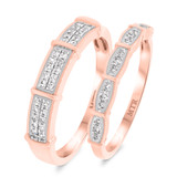 Photo of Xiamara 1/3 ct tw. Blue Diamond (Treated) Wedding Band Set 10K Rose Gold [WB219R]