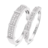 Photo of Xiamara 1/3 ct tw. Blue Diamond (Treated) Wedding Band Set 10K White Gold [WB219W]