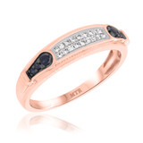 Photo of Bee 1/5 ct tw. Diamond Wedding Band Set 10K Rose Gold [BT221RM]