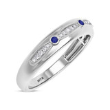 Photo of Ixora 1/7 CT. T.W. Sapphire and Diamond Mens Wedding Band 14K White Gold [BT1000WM]