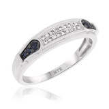 Photo of Bee 1/5 ct tw. Diamond Wedding Band Set 14K White Gold [BT221WM]