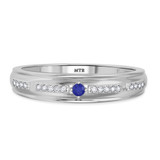 Photo of Bellerose 1/7 CT. T.W. Sapphire and Diamond Mens Wedding Band 14K White Gold [BT1001WM]