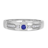 Photo of Kassia 1/6 CT. T.W. Sapphire and Diamond Mens Wedding Band 14K White Gold [BT1002WM]