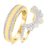 Photo of Orchid 3/4 ct tw. Diamond Wedding Band Set 10K Yellow Gold [WB228Y]