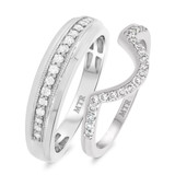 Photo of Camellia 1/2 ct tw. Diamond Wedding Band Set 10K White Gold [WB230W]