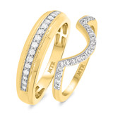 Photo of Camellia 1/2 ct tw. Diamond Wedding Band Set 10K Yellow Gold [WB230Y]