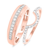 Photo of Peony 3/8 ct tw. Diamond Wedding Band Set 14K Rose Gold [WB232R]