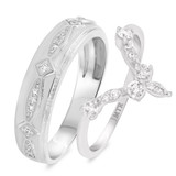 Photo of Petal 1/2 ct tw. Diamond Wedding Band Set 14K White Gold [WB233W]