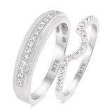 Photo of Milly 1/2 ct tw. Diamond Wedding Band Set 14K White Gold [WB235W]