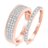 Photo of River 1 ct tw. Diamond Wedding Band Set 14K Rose Gold [WB248R]