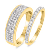Photo of River 1 ct tw. Diamond Wedding Band Set 14K Yellow Gold [WB248Y]