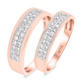Photo of Jay 1/2 ct tw. Diamond Wedding Band Set 10K Rose Gold [WB250R]