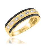 Photo of Soraya 1/2 ct tw. Black Diamond (Treated) Mens Band 14K Yellow Gold [BT216YM]