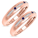 Photo of Ixora 1/7 Carat T.W. Sapphire and Diamond Matching Wedding Band Set 10K Rose Gold [WM1000R]