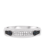 Photo of Bee 1/8 ct tw. Mens Diamond Wedding Band 14K White Gold [BT221WM]