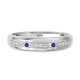 Photo of Ixora 1/7 Carat T.W. Sapphire and Diamond Matching Wedding Band Set 14K White Gold [BT1000WM]