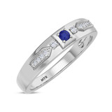 Photo of Kassia 1/6 CT. T.W. Sapphire and Diamond Matching Wedding Band Set 14K White Gold [BT1002WM]
