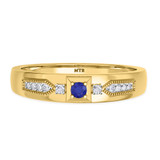 Photo of Kassia 1/6 CT. T.W. Sapphire and Diamond Matching Wedding Band Set 10K Yellow Gold [BT1002YM]