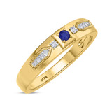 Photo of Kassia 1/6 CT. T.W. Sapphire and Diamond Matching Wedding Band Set 10K Yellow Gold [BT1002YM]