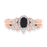 Photo of Amira 2/3 CT. T.W. Black Diamond (Treated) Oval Solitaire Bridal Set 10K Rose Gold [BR211R-C000]