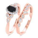Photo of Amira 2/3 CT. T.W. Black Diamond (Treated) Oval Solitaire Bridal Set 10K Rose Gold [BR211R-C000]