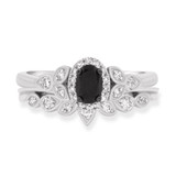 Photo of Amira 2/3 Carat T.W. Black Diamond (Treated) Oval Solitaire Bridal Set 14K White Gold [BR211W-C000]