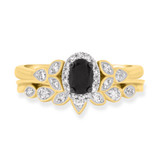 Photo of Amira 2/3 CT. T.W. Black Diamond (Treated) Oval Solitaire Bridal Set 10K Yellow Gold [BR211Y-C000]