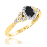 Photo of Amira 2/3 CT. T.W. Black Diamond (Treated) Oval Solitaire Bridal Set 10K Yellow Gold [BT211YE-C000]