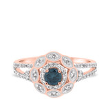 Photo of Khadija 1 3/4 Carat T.W. Blue Diamond (Treated) Round Solitaire Bridal Set 10K Rose Gold [BT213RE-B045]