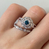Photo of Khadija 1 3/4 Carat T.W. Blue Diamond Round Solitaire Bridal Set 14K White Solid Gold [BR213W-B045]