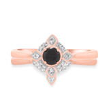 Photo of Rehana 3/8 Carat T.W. Black Diamond (Treated) Round Solitaire Bridal Set 14K Rose Gold [BR214R-A033]
