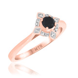 Photo of Rehana 3/8 Carat T.W. Black Diamond (Treated) Round Solitaire Bridal Set 14K Rose Gold [BT214RE-A033]