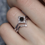 Photo of Rehana 3/8 Carat T.W. Black Diamond (Treated) Round Solitaire Bridal Set 14K Rose Gold [BR214R-A033]
