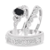 Photo of Amira 7/8 ct tw. Black Diamond (Treated) Oval Solitaire Trio Set 10K White Gold [BT211W-C000]