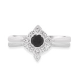 Photo of Rehana 3/8 CT. T.W. Black Diamond (Treated) Round Solitaire Bridal Set 10K White Gold [BR214W-A033]