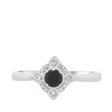 Photo of Rehana 3/8 CT. T.W. Black Diamond (Treated) Round Solitaire Bridal Set 14K White Gold [BT214WE-A033]