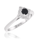 Photo of Rehana 3/8 CT. T.W. Black Diamond (Treated) Round Solitaire Bridal Set 14K White Gold [BT214WE-A033]