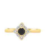 Photo of Rehana 3/8 CT. T.W. Black Diamond (Treated) Round Solitaire Bridal Set 10K Yellow Gold [BT214YE-A033]