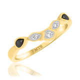 Photo of Soraya 1/3 ct tw. Black Diamond (Treated) Same Sex Ladies Band Set 14K Yellow Gold [BT216YL]