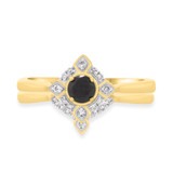 Photo of Rehana 3/8 Carat T.W. Black Diamond (Treated) Round Solitaire Bridal Set 14K Yellow Gold [BR214Y-A033]