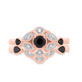 Photo of Soraya 2/3 CT. T.W. Black Diamond (Treated) Round Solitaire Bridal Set 14K Rose Gold [BR216R-A033]